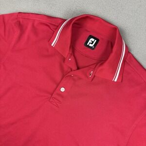 Footjoy Men's Golf Polo Men's‎ Medium Red White Golf Shirt